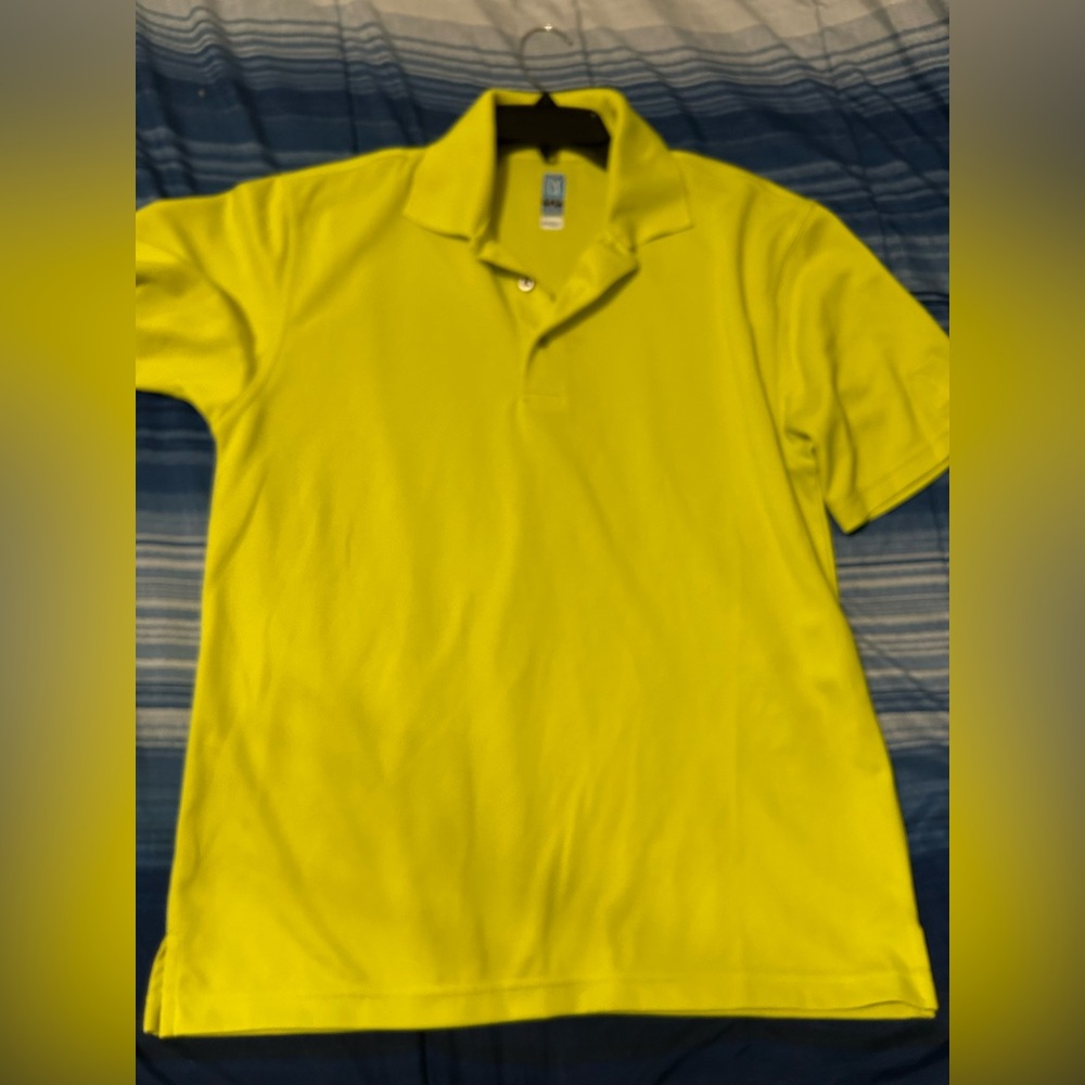 Men's Yellow Green Air Flux Shirt PGA Tour Golf Polo Medium EUC Drifit